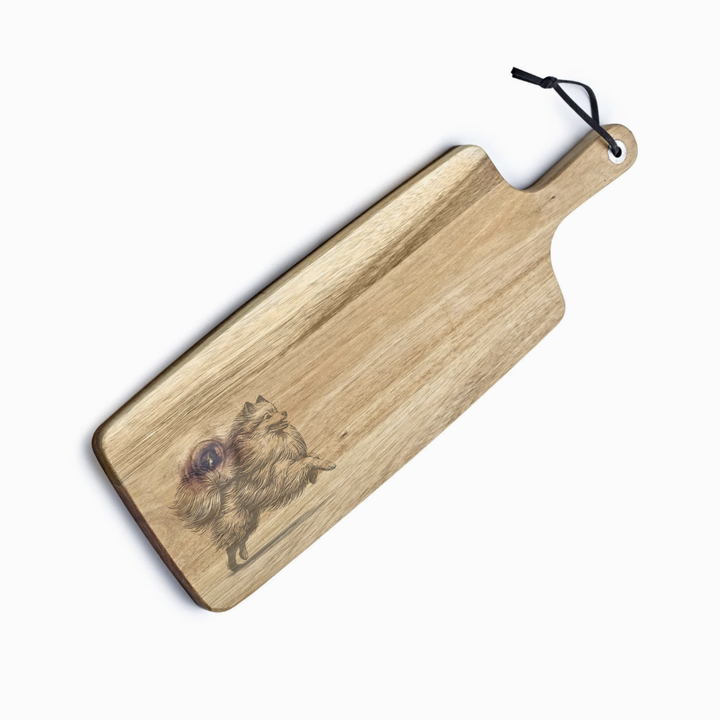Personalised Running Japanese Spitz Engraved Acacia Serving Board