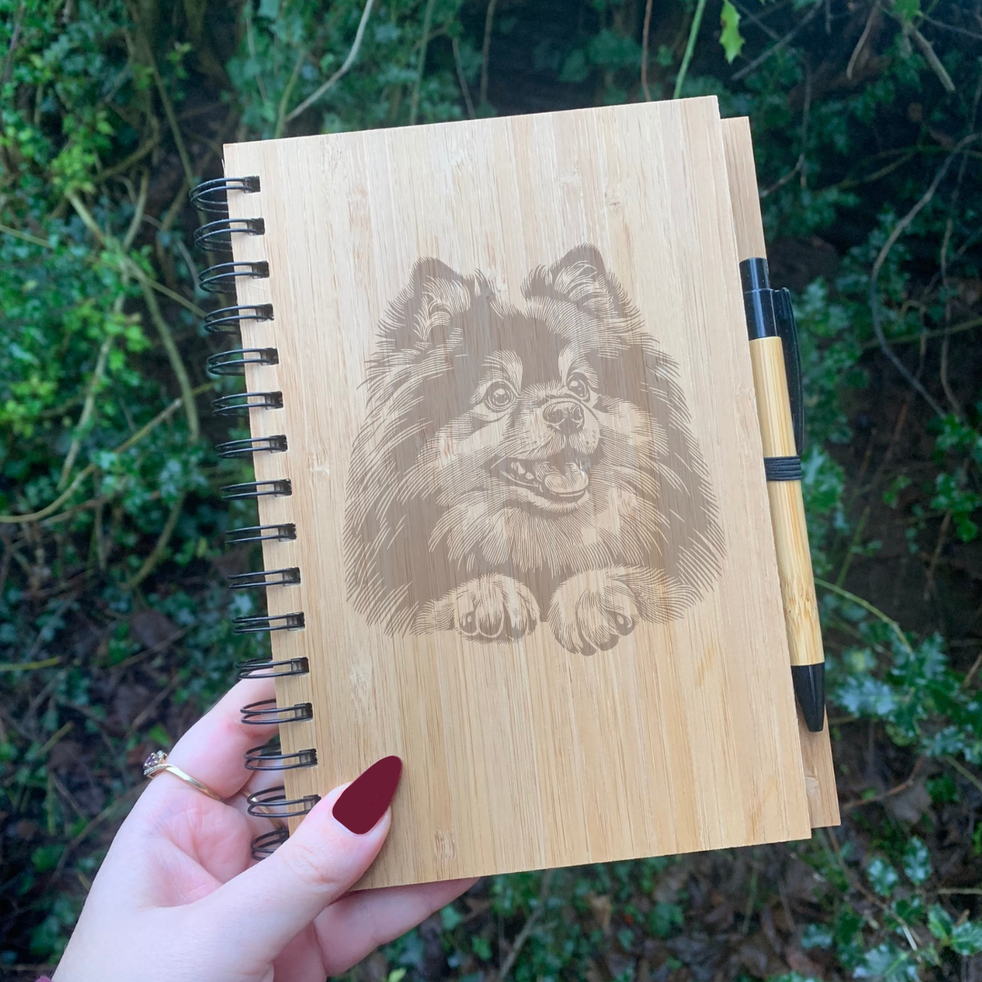 German Spitz Paws Engraved Notebook