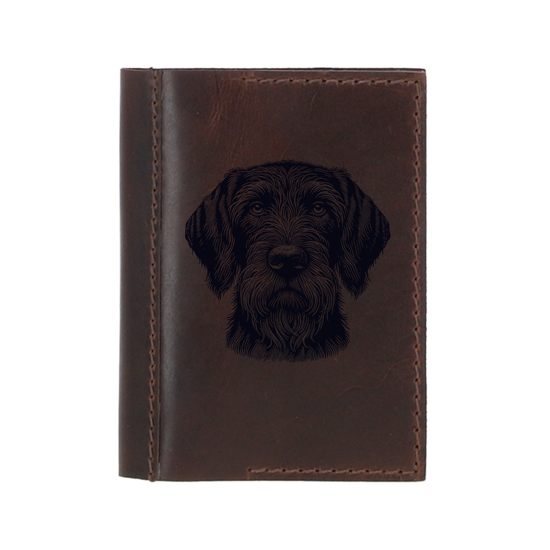 Personalised German Wirehaired Pointer Face Leather Sleeve & Notebook
