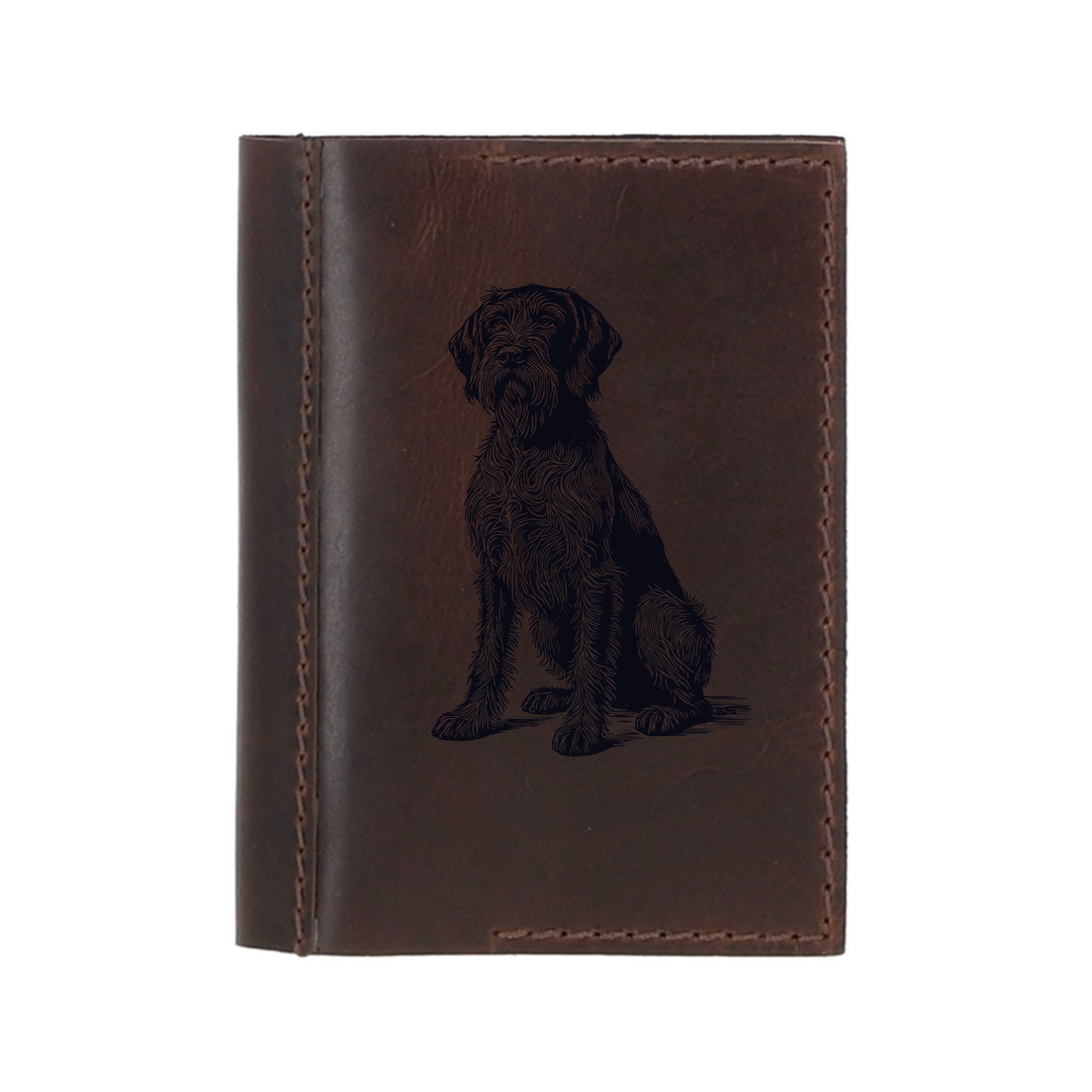 Personalised German Wirehaired Pointer Sitting Leather Sleeve & Notebook