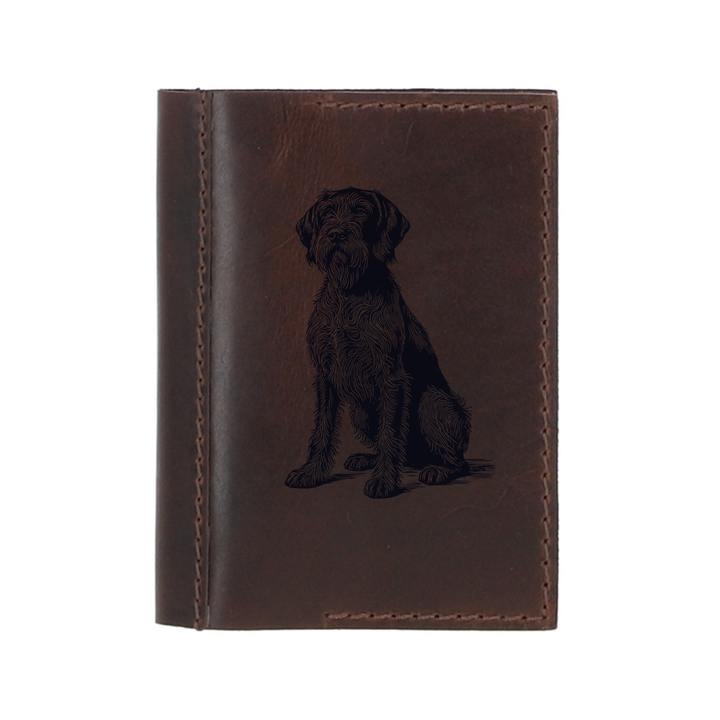 Personalised German Wirehaired Pointer Sitting Leather Sleeve & Notebook