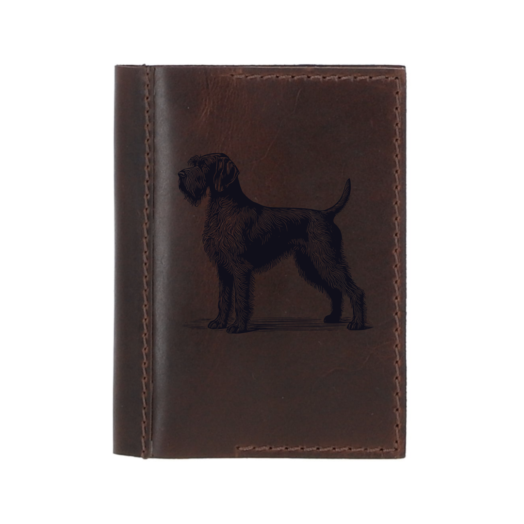 Personalised German Wirehaired Pointer Standing Leather Sleeve & Notebook