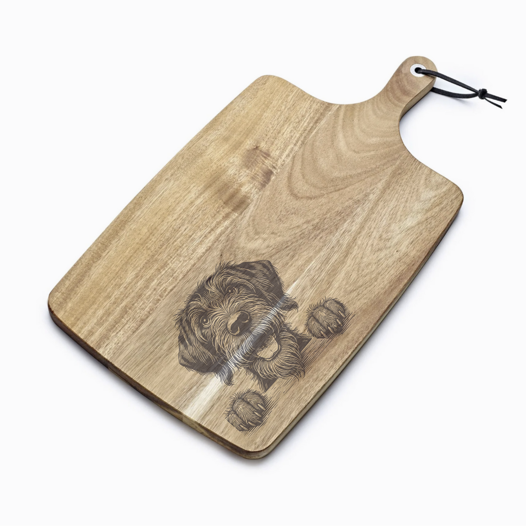 Personalised German Wirehaired Pointer Paw Engraved Acacia Serving Board