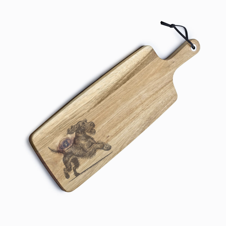 Personalised Running German Wirehaired Pointer Engraved Acacia Serving Board