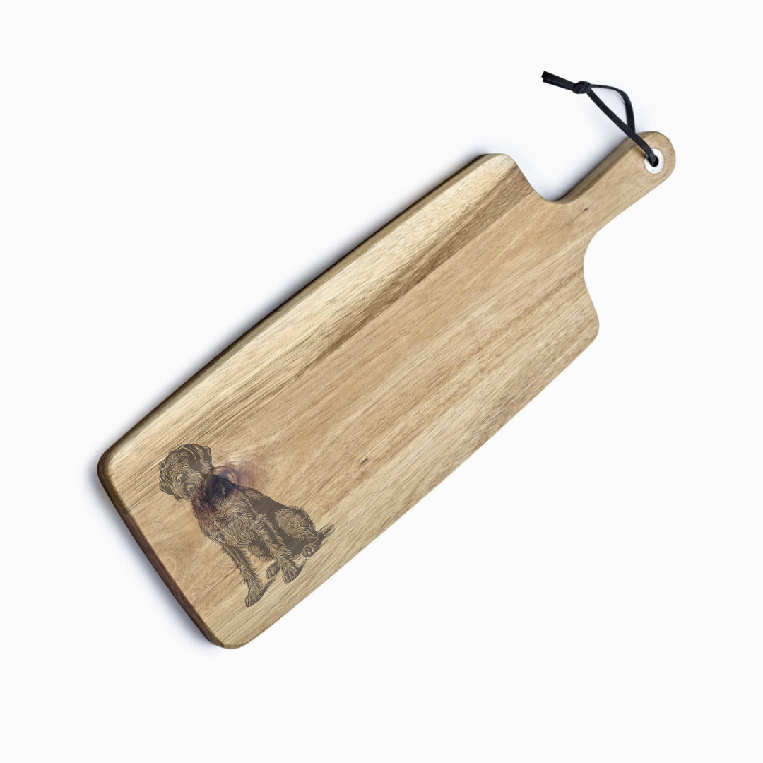 Personalised Sitting German Wirehaired Pointer Engraved Acacia Serving Board