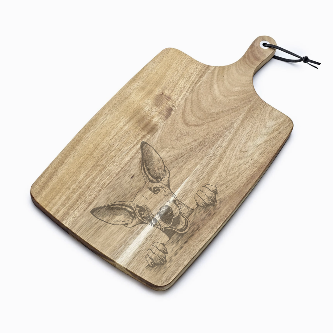 Personalised Ibizan Hound Paws Engraved Acacia Serving Board