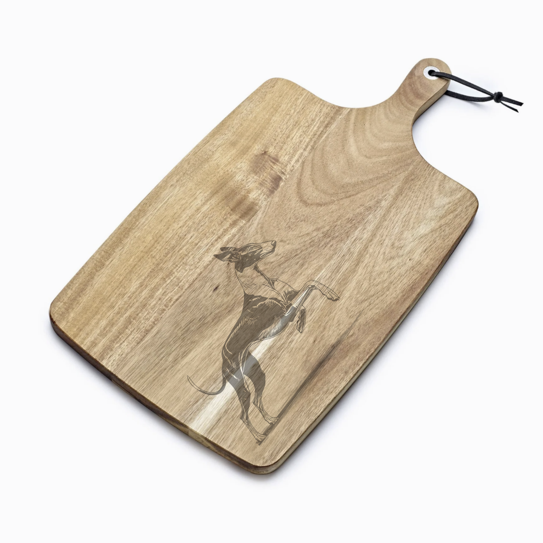 Personalised Running Ibizan Hound Engraved Acacia Serving Board