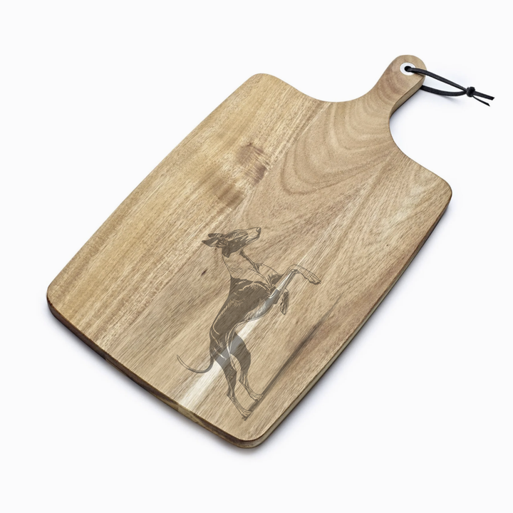 Personalised Running Ibizan Hound Engraved Acacia Serving Board