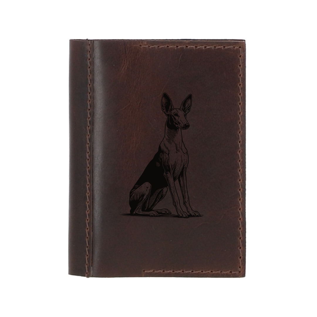 Personalised Ibizan Hound Sitting Leather Sleeve & Notebook