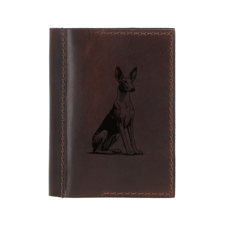 Personalised Ibizan Hound Sitting Leather Sleeve & Notebook