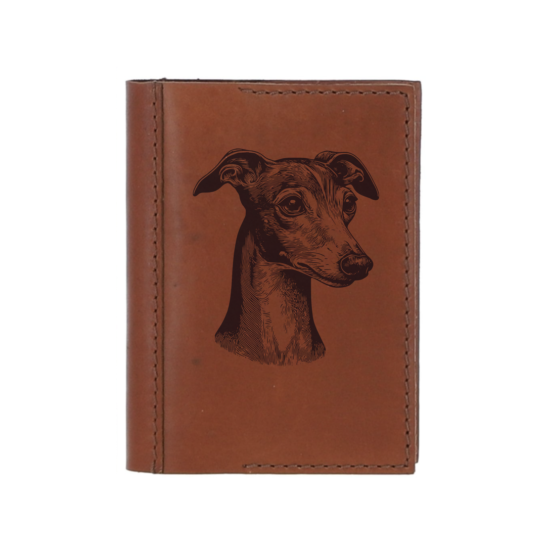 Personalised Italian Greyhound Face Leather Sleeve & Notebook