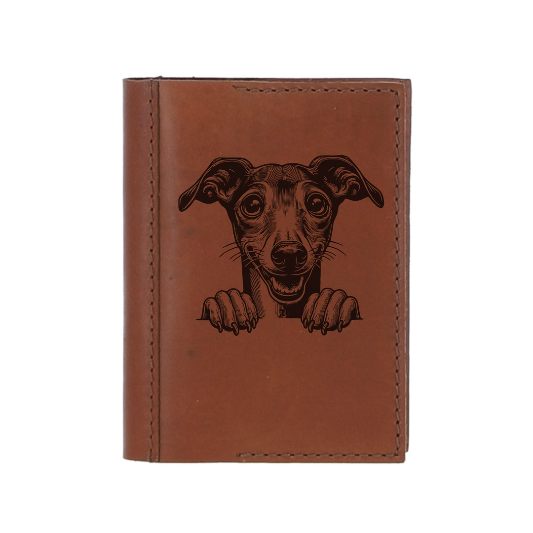 Personalised Italian Greyhound Paws Leather Sleeve & Notebook