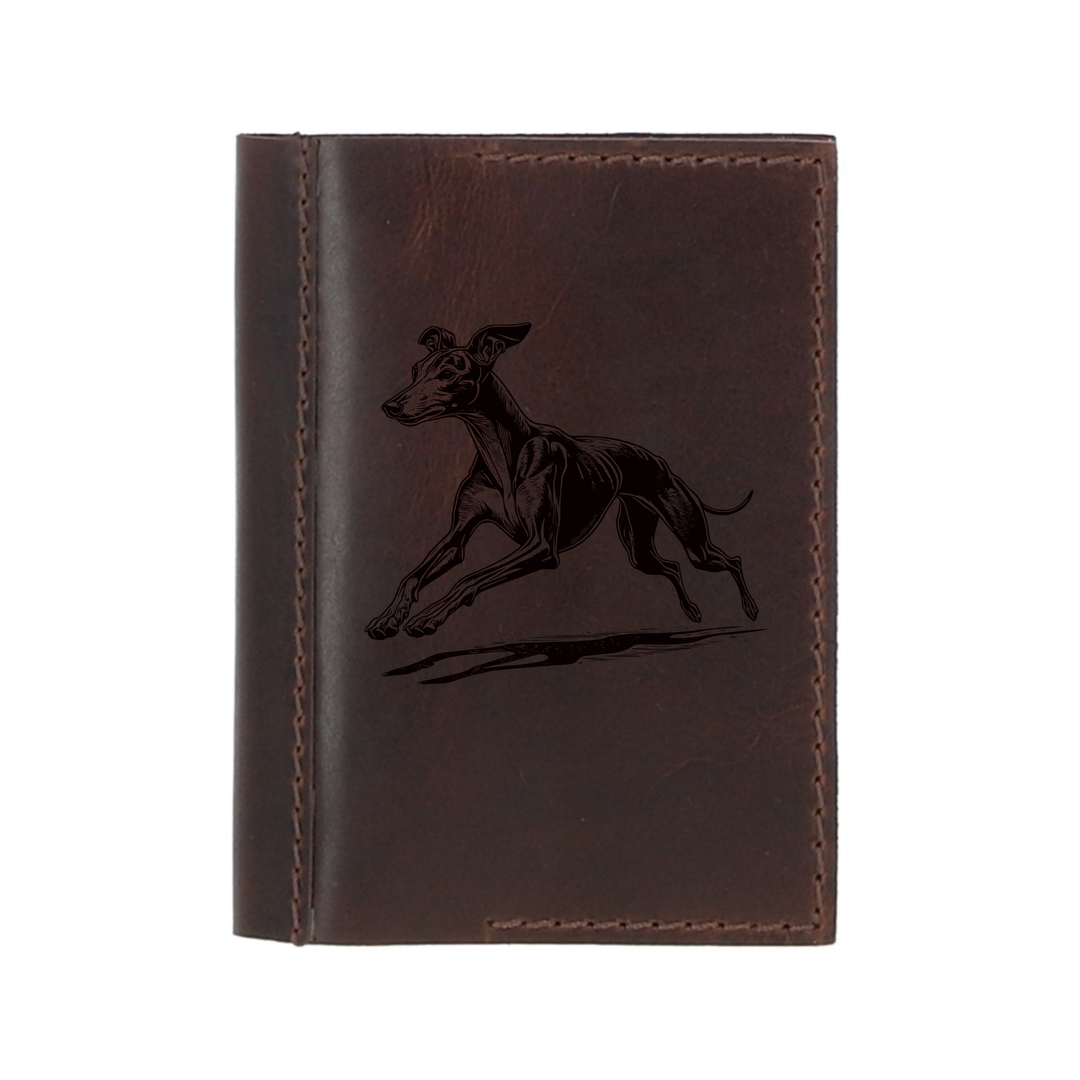 Personalised Italian Greyhound Running Leather Sleeve & Notebook