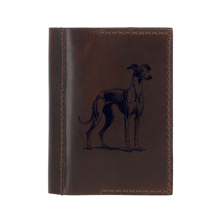 Personalised Italian Greyhound Standing Leather Sleeve & Notebook