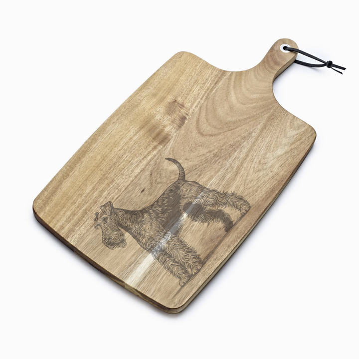 Personalised Standing Irish Terrier Engraved Acacia Serving Board