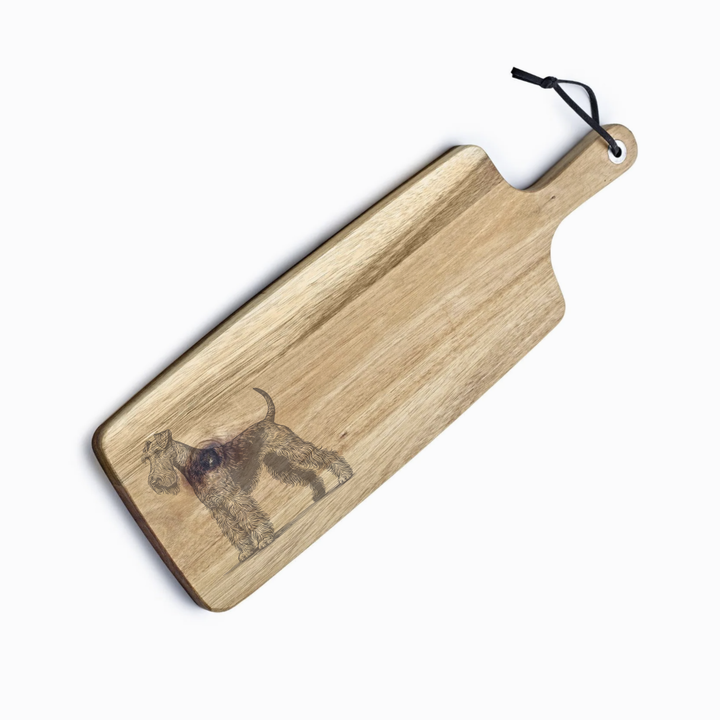 Personalised Standing Irish Terrier Engraved Acacia Serving Board