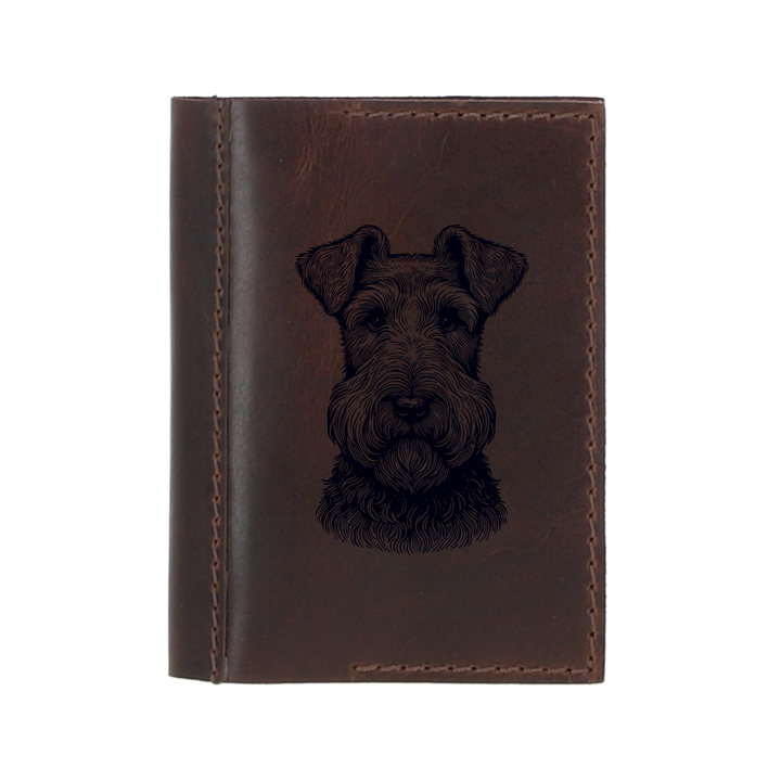 Personalised Irish Terrier Face Leather Sleeve & Notebook