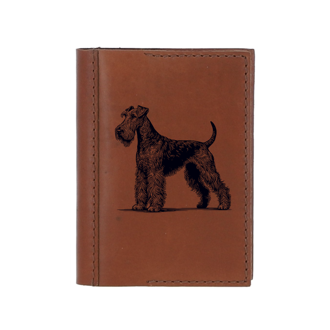 Personalised Irish Terrier Standing Leather Sleeve & Notebook