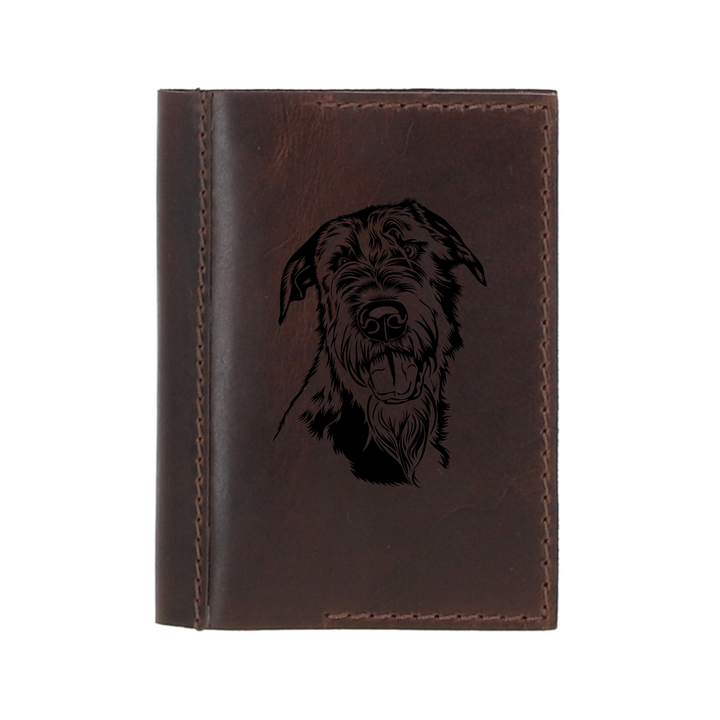 Personalised Irish Wolfhound Face Leather Sleeve & Notebook