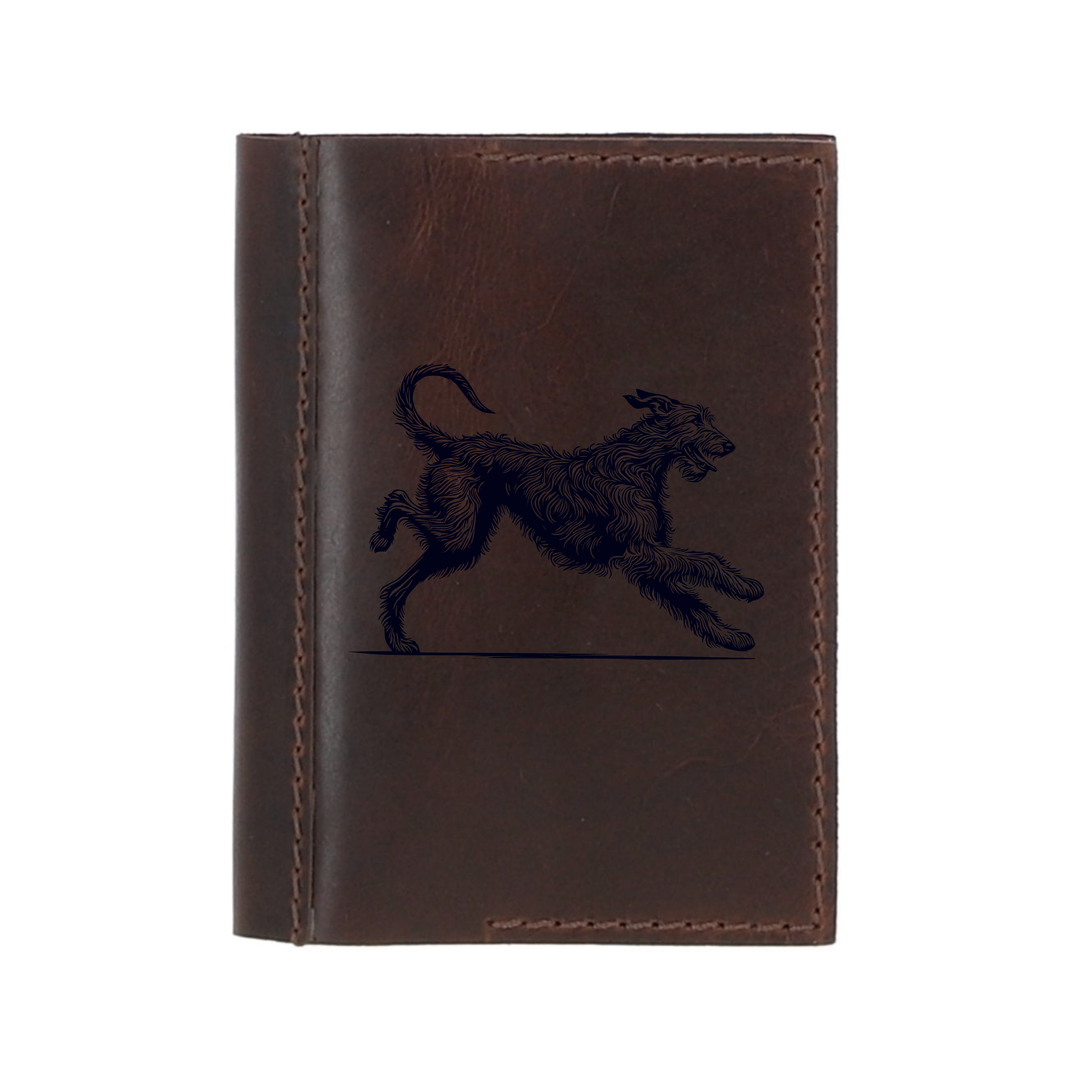 Personalised Irish Wolfhound Running Leather Sleeve & Notebook
