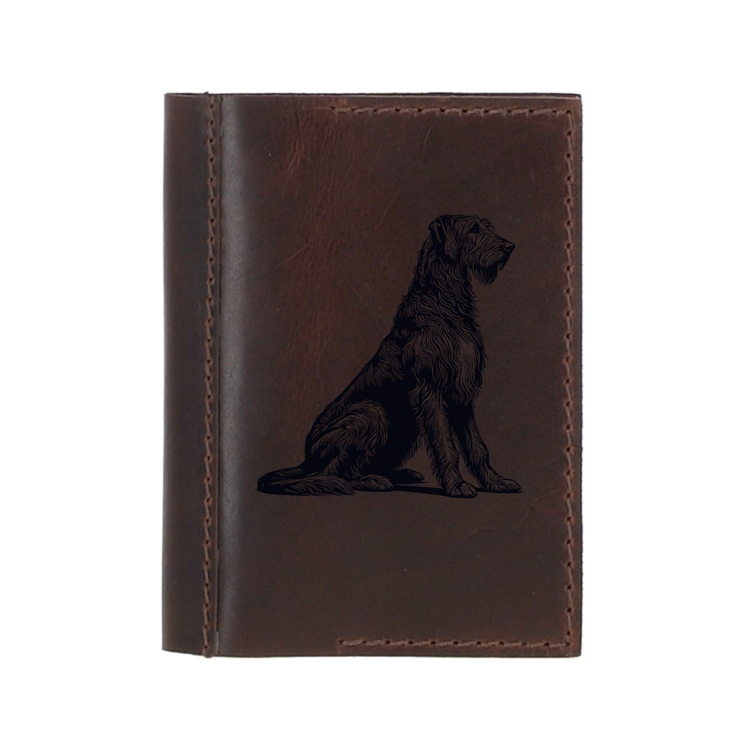 Personalised Irish Wolfhound Sitting Leather Sleeve & Notebook