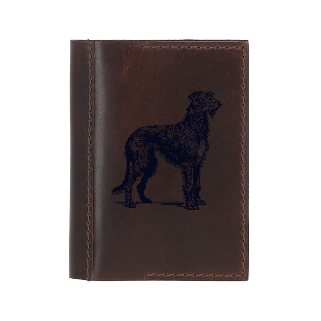 Personalised Irish Wolfhound Standing Leather Sleeve & Notebook