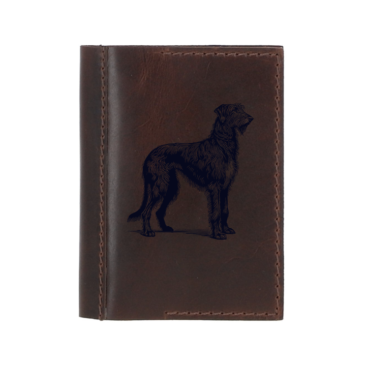 Personalised Irish Wolfhound Standing Leather Sleeve & Notebook