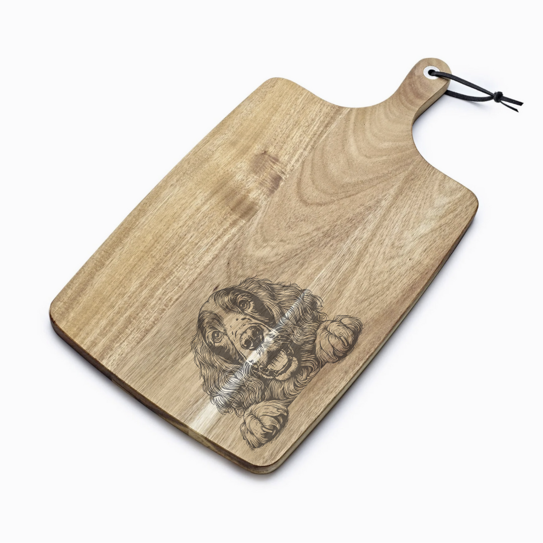 Personalised Irish Setter Paws Engraved Acacia Serving Board