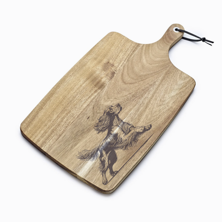 Personalised Irish Setter Running Engraved Acacia Serving Board