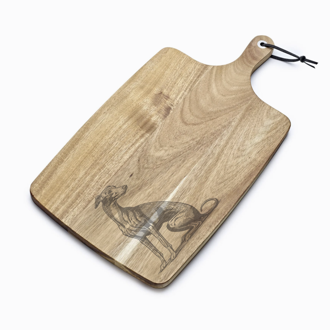 Personalised Italian Greyhound Sitting Engraved Acacia Serving Board