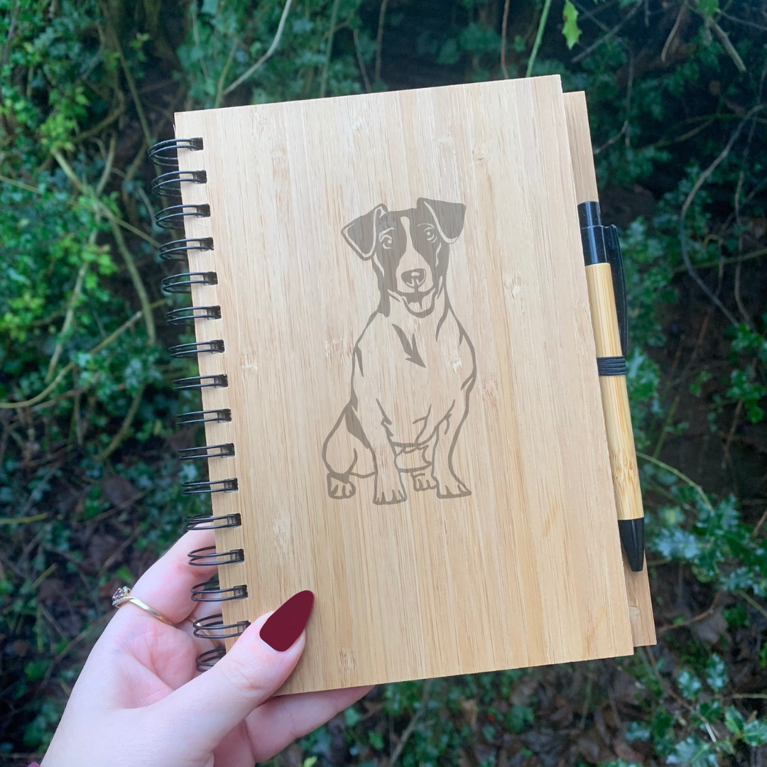 Jack Russell Terrier Smooth Illustration Engraved Notebook