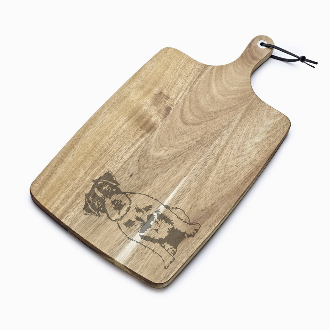 Personalised Wire Haired Jack Russell Terrier Engraved Acacia Serving Board
