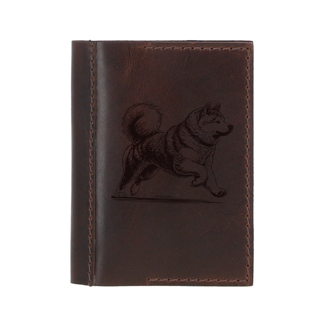 Personalised Japanese Akita-Inu Running Leather Sleeve & Notebook