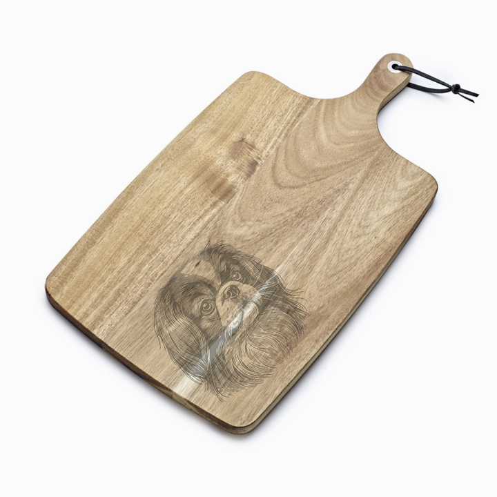 Personalised Japanese Chin Face Engraved Acacia Serving Board