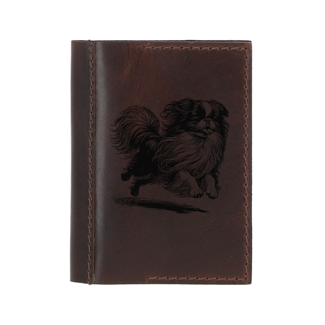 Personalised Japanese Chin Running Leather Sleeve & Notebook