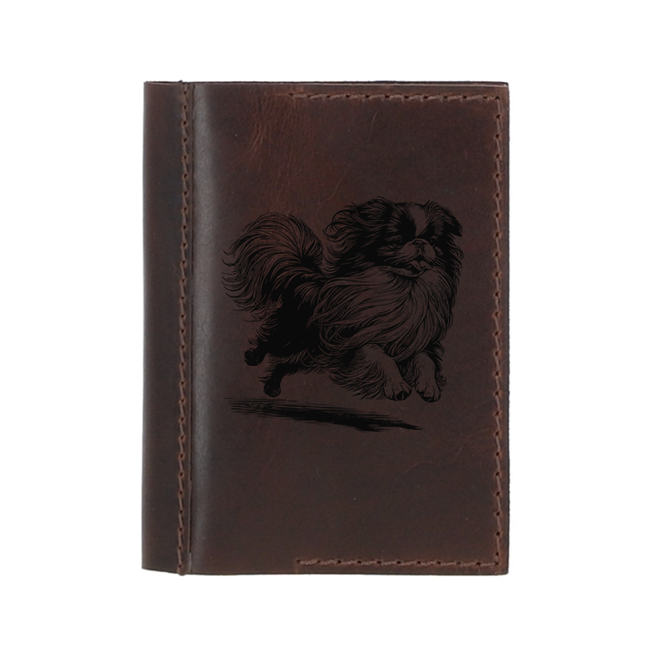 Personalised Japanese Chin Running Leather Sleeve & Notebook