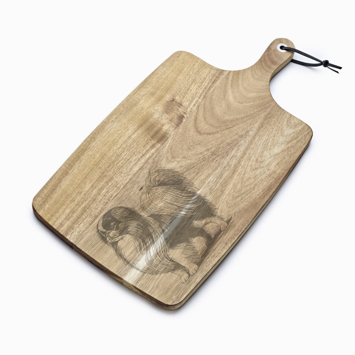 Personalised Standing Japanese Chin Engraved Acacia Serving Board
