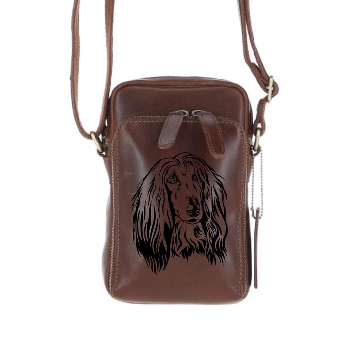 Personalised Afghan Hound Leather Compact Crossbody Bag
