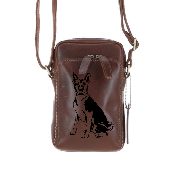 Personalised Basenji Leather Compact Crossbody Bag