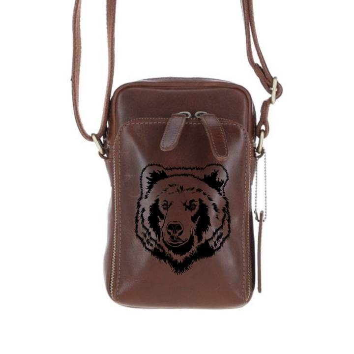 Personalised Bear Leather Compact Crossbody Bag