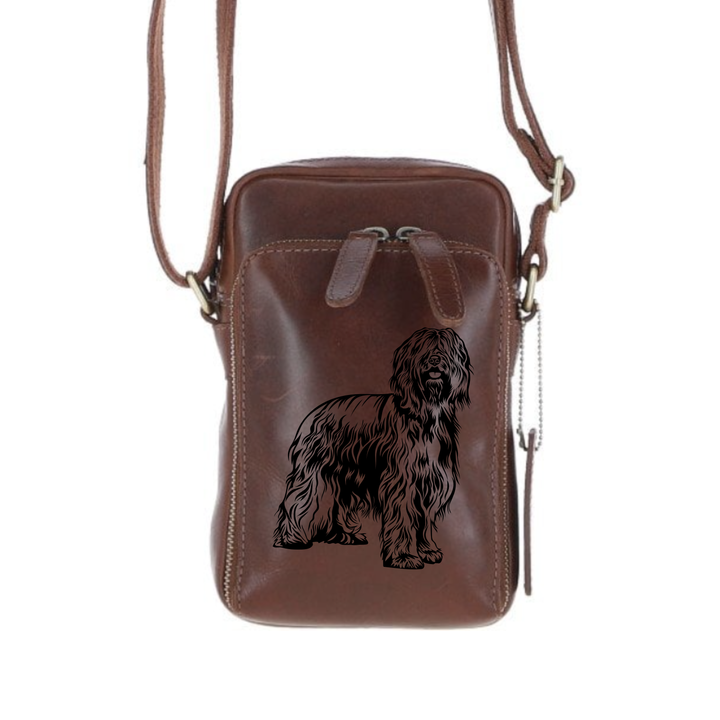 Personalised Briard Leather Compact Crossbody Bag