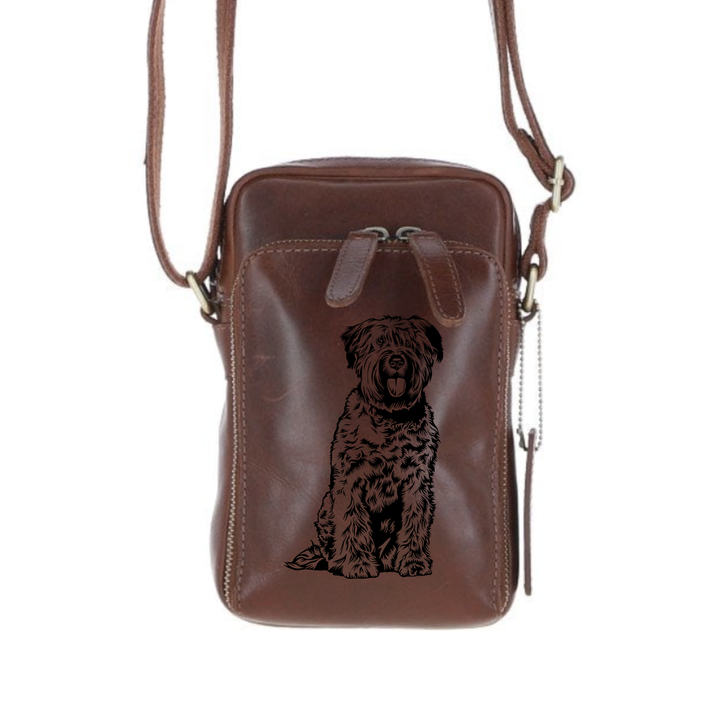 Personalised Bouvier Des Flandres Leather Compact Crossbody Bag