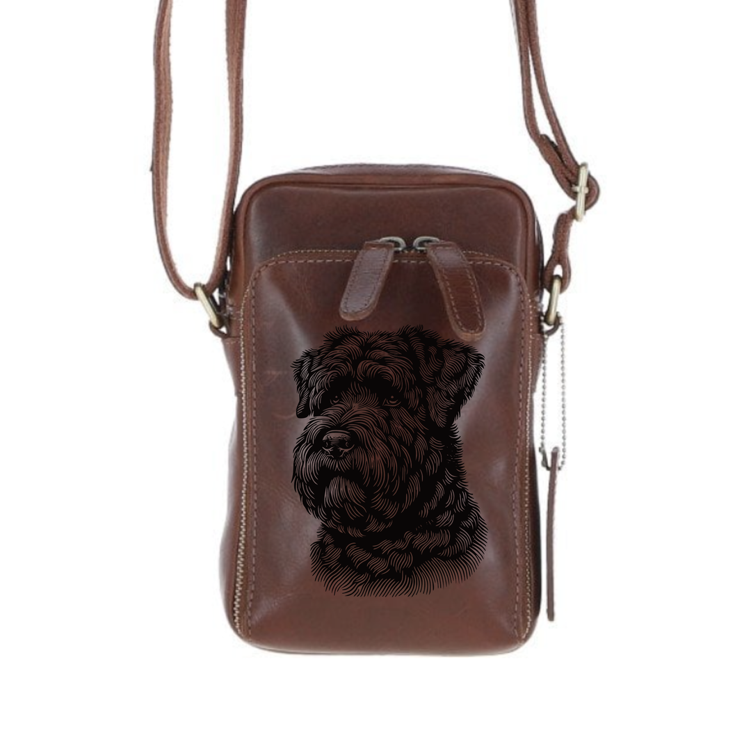 Personalised Bouvier Des Flandres Face Leather Compact Crossbody Bag