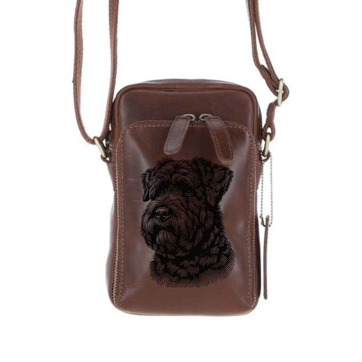 Personalised Bouvier Des Flandres Face Leather Compact Crossbody Bag