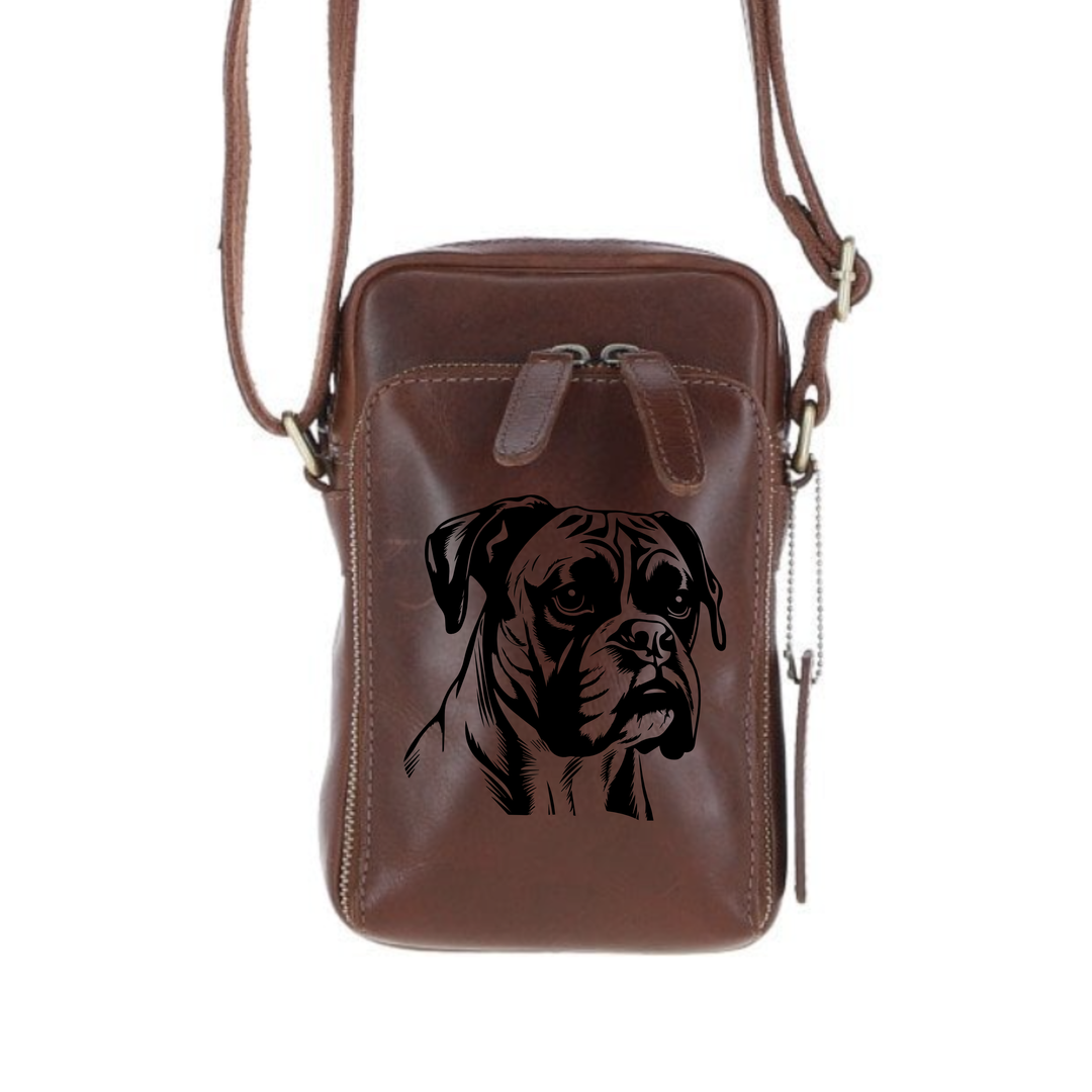 Personalised Boxer Leather Compact Crossbody Bag