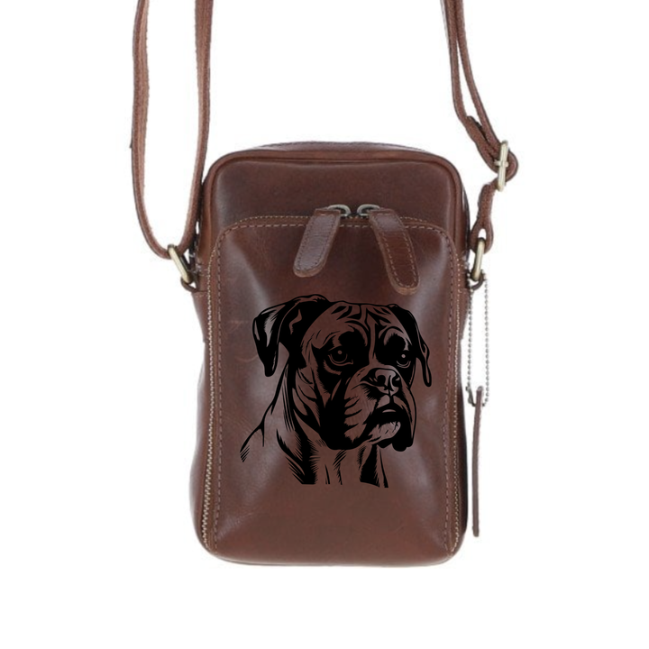 Personalised Boxer Leather Compact Crossbody Bag