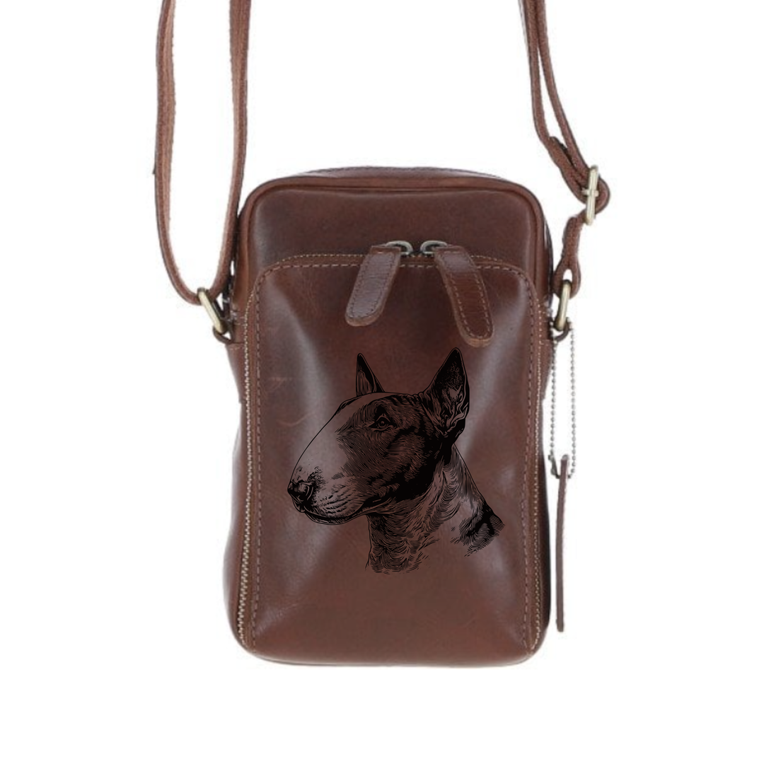 Personalised English Bull Terrier SP Leather Compact Crossbody Bag