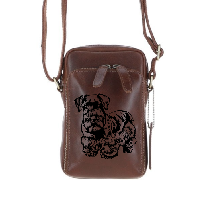 Personalised Cesky Terrier Leather Compact Crossbody Bag