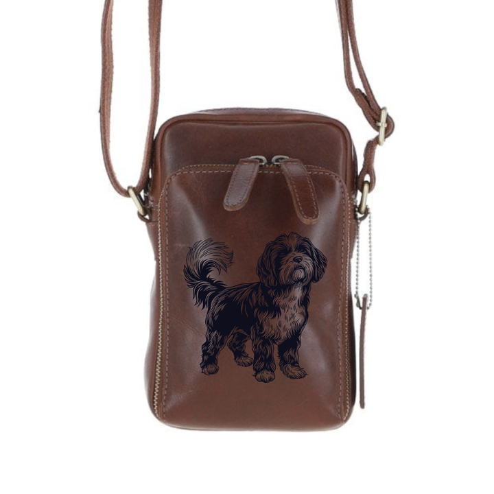 Personalised Cockapoo Stand Leather Compact Crossbody Bag