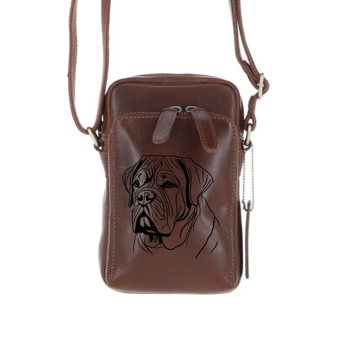 Personalised Dogue De Bordeaux Leather Compact Crossbody Bag